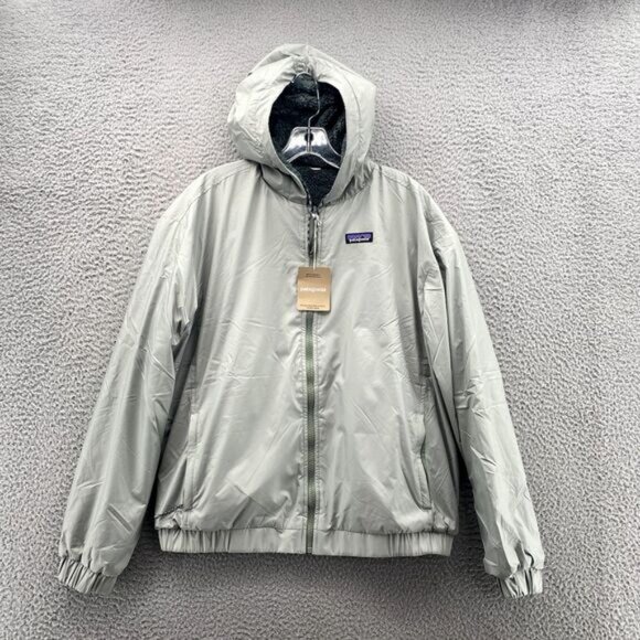 Patagonia Los Gatos Jacket Womens Medium Green Reversible Sherpa Hoodie Outdoors - Picture 2 of 11